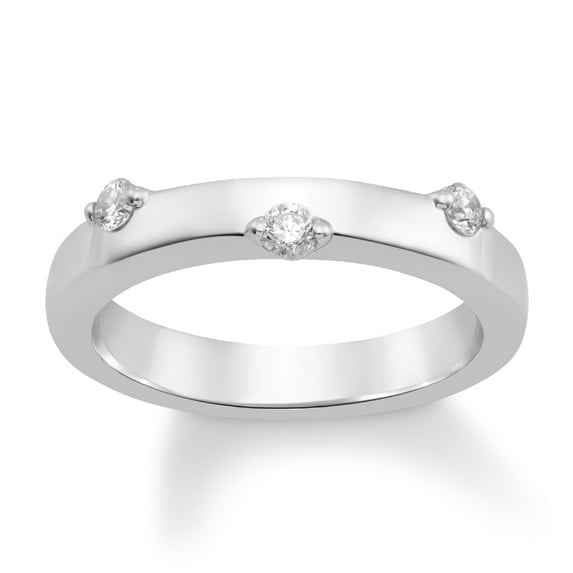 Araiya Fine Jewelry 10K White Gold Round-shape Lab Grown Diamond Wedding Band Ring ( 1/5 cttw, D-F Color, VS Clarity) Size 8
