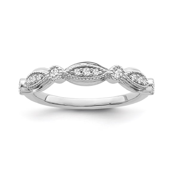 Araiya Fine Jewelry 10K White Gold Round-shape Lab Grown Diamond Wedding Band Ring ( 1/6 cttw, D-F Color, VS Clarity) Size 7