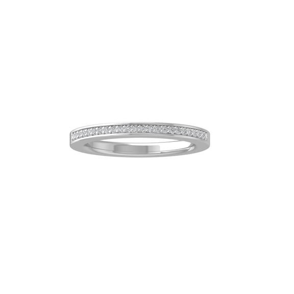 Araiya Fine Jewelry 10K White Gold Round-shape Lab Grown Diamond Wedding Band Ring ( 1/8 cttw, D-F Color, VS Clarity) Size 6