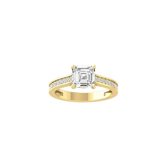 Araiya Fine Jewelry 10K Yellow Gold Ascher and Round-shape Lab Grown Diamond solitaire Engagement Ring (1 3/4 Cttw, D-F Color, VS1 Clarity) Size 5