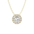 thumbnail image 1 of Araiya Fine Jewelry 10K Yellow Gold Diamond Halo Pendant with Silver Yellow Plating Cable Chain Necklace 18" (1 1/4 cttw, I-J Color, I2-I3 Clarity), 1 of 5