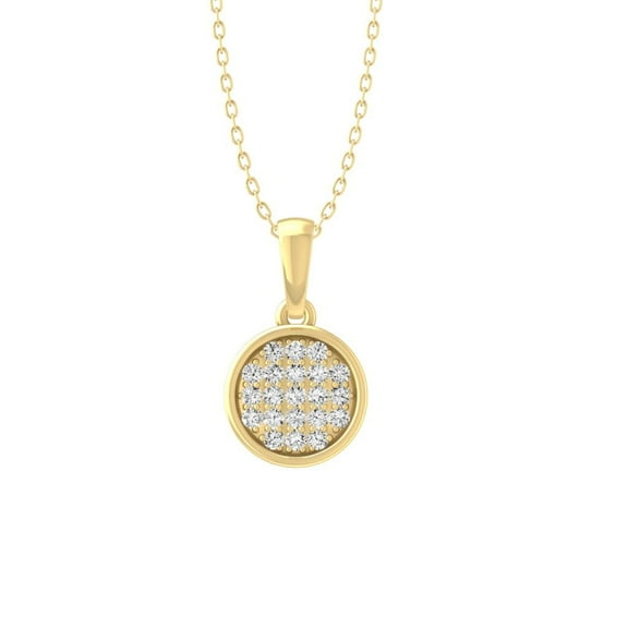 Araiya Fine Jewelry 10K Yellow Gold Lab-Grown Diamond Cluster Pendant for Women with Gold Plated Silver Cable Chain Necklace (1/10 cttw, VS1 Clarity, D-F Color) 18inch