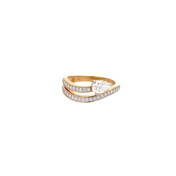 Araiya Fine Jewelry 10K Yellow Gold Pear and Round-shape Lab Grown Diamond Wedding Band Ring (3/4 Cttw, D-F Color, VS1 Clarity) Size 8.5