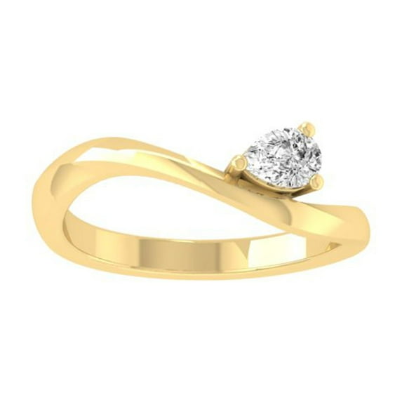 Araiya Fine Jewelry 10K Yellow Gold Pear-shape Lab Grown Diamond Fashion Promise Anniversary Ring (1/4 Cttw, D-F Color, VS1 Clarity) Size 10