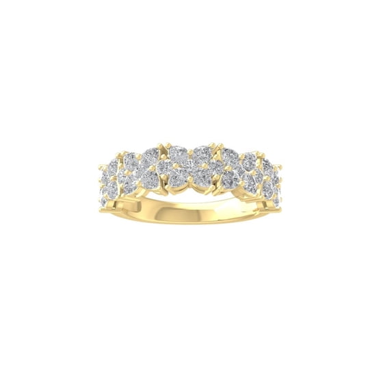 Araiya Fine Jewelry 10K Yellow Gold Princess and Round shape Lab Grown Diamond Fashion Band Ring ( 1 1/3 cttw, D-F Color, VS Clarity) Size 8