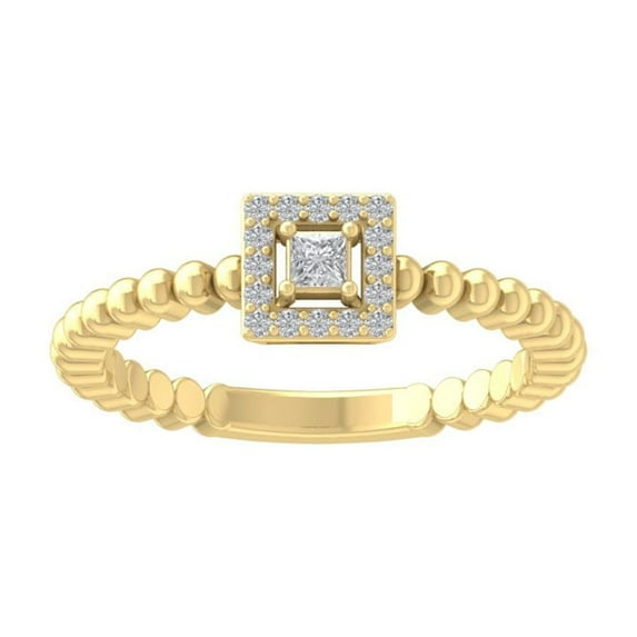Araiya Fine Jewelry 10K Yellow Gold Princess and Round shape Lab Grown Diamond Promise Ring ( 1/6 cttw, D-F Color, VS Clarity) Size 7.5