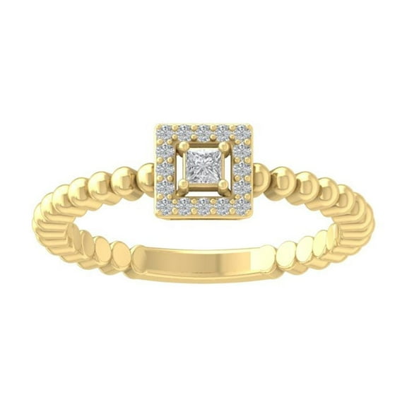 Araiya Fine Jewelry 10K Yellow Gold Princess and Round shape Lab Grown Diamond Promise Ring ( 1/6 cttw, D-F Color, VS Clarity) Size 8