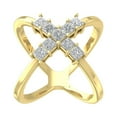 thumbnail image 1 of Araiya Fine Jewelry 10K Yellow Gold Princess-shape Lab Grown Diamond Criss Cross X Band Ring ( 1 1/2 cttw, D-F Color, VS Clarity) Size 7.5, 1 of 4