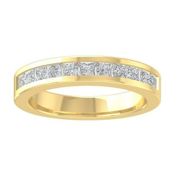 Araiya Fine Jewelry 10K Yellow Gold Princess-shape Lab Grown Diamond Wedding Band Ring ( 1 1/2 cttw, D-F Color, VS Clarity) Size 6.5