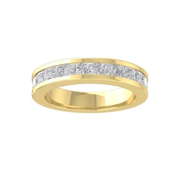 Araiya Fine Jewelry 10K Yellow Gold Princess-shape Lab Grown Diamond Wedding Band Ring ( 1 1/2 cttw, D-F Color, VS Clarity) Size 7
