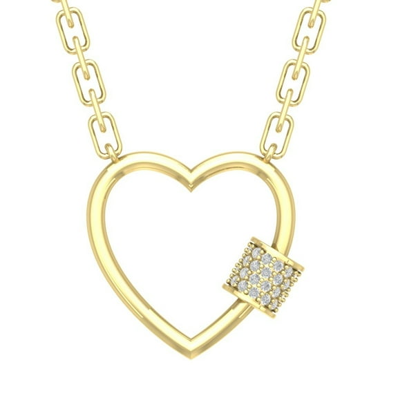 Araiya Fine Jewelry 10K Yellow Gold Round Diamond Heart Pendant with Yellow Gold Plated Silver Cable Chain Necklace (1/3 cttw, I-J Color, I2-I3 Clarity), 18"