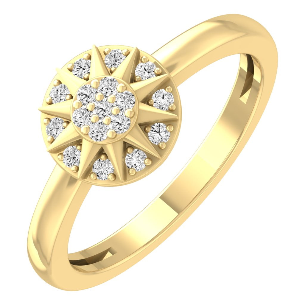 Vintage Engagement Ring - Size 5, Stainless Steel With Gold Plated & White Cubic Zirconia