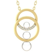 Araiya Fine Jewelry 10K Yellow Gold Round Shape Lab Grown Diamond Pearl Pendant with Silver Yellow Plated Cable Chain Necklace for Women (3/4 cttw, D-F Color, VS Clarity) 18"