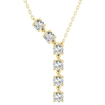 Araiya Fine Jewelry 10K Yellow Gold Round Shape Lab Grown Diamond Y Pendant with Silver Yellow Plated Cable Chain Necklace for Women (1 cttw, D-F Color, VS Clarity) 18"