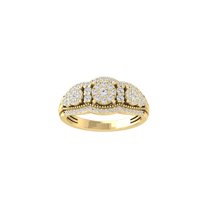 Araiya Fine Jewelry 10K Yellow Gold Round-shape Diamond Cluster Halo Engagement Ring (5/8 Cttw, I-J Color, I2-I3 Clarity) Size 5