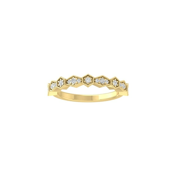 Araiya Fine Jewelry 10K Yellow Gold Round-shape Diamond Wedding Band Ring (1/8 Cttw, I-J Color, I2-I3 Clarity) Size 7