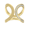 thumbnail image 1 of Araiya Fine Jewelry 10K Yellow Gold Round-shape Lab Grown Diamond Bypass Open Band Ring ( 3/5 cttw, D-F Color, VS Clarity) Size 10, 1 of 3
