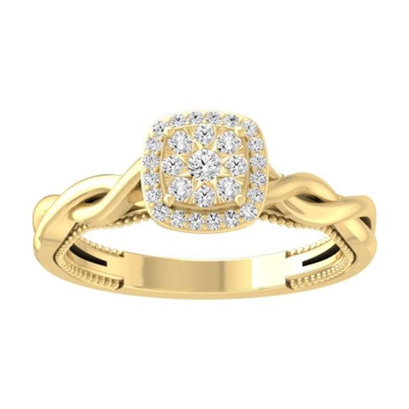 Araiya 10K Yellow Gold Lab Grown Diamond Cluster Anniversary Ring (1/5 Cttw, D-F Color, VS1 Clarity) Size 10