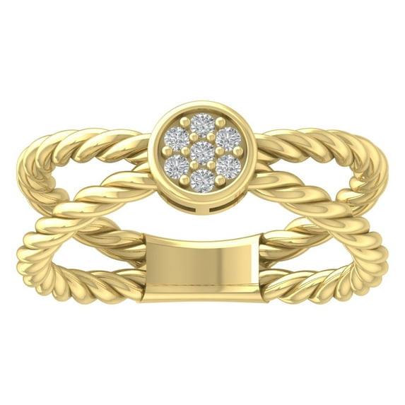 Araiya Fine Jewelry 10K Yellow Gold Round-shape Lab Grown Diamond Cluster Engagement Ring ( 1/10 cttw, D-F Color, VS Clarity) Size 6