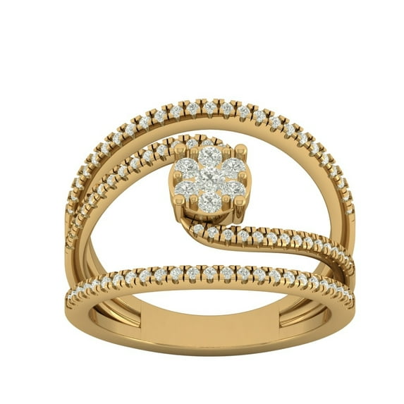 Araiya Fine Jewelry 10K Yellow Gold Round-shape Lab Grown Diamond Cluster Engagement Ring ( 1/2 cttw, D-F Color, VS Clarity) Size 5.5