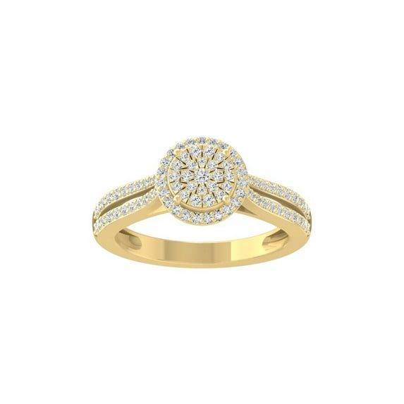 Araiya Fine Jewelry 10K Yellow Gold Round-shape Lab Grown Diamond Cluster Engagement Ring ( 1/2 cttw, D-F Color, VS Clarity) Size 7