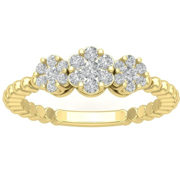Araiya Fine Jewelry 10K Yellow Gold Round-shape Lab Grown Diamond Cluster Engagement Ring ( 1/2 cttw, D-F Color, VS Clarity) Size 9.5