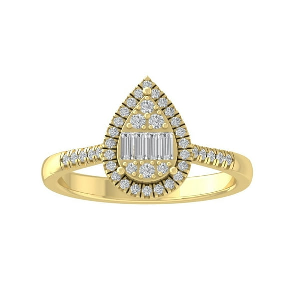 Araiya Fine Jewelry 10K Yellow Gold Round-shape Lab Grown Diamond Cluster Engagement Ring ( 1/3 cttw, D-F Color, VS Clarity) Size 5