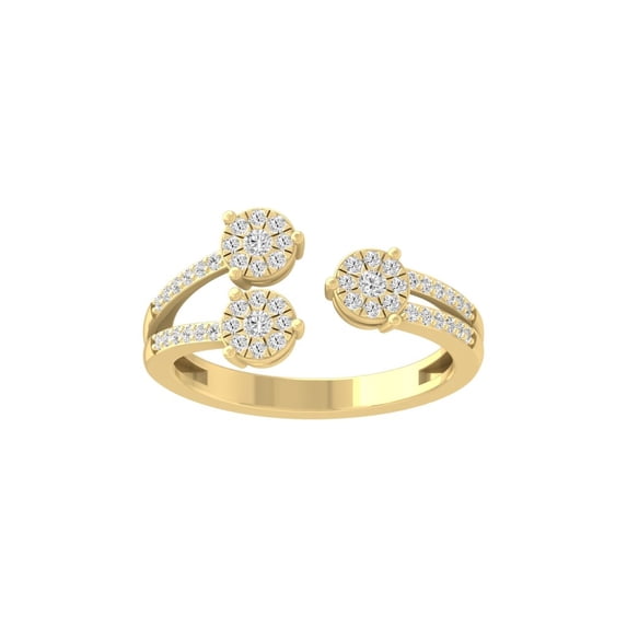 Araiya Fine Jewelry 10K Yellow Gold Round-shape Lab Grown Diamond Cluster Engagement Ring ( 1/3 cttw, D-F Color, VS Clarity) Size 6.5