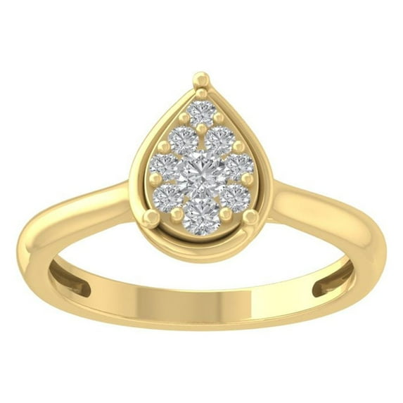 Araiya Fine Jewelry 10K Yellow Gold Round-shape Lab Grown Diamond Cluster Engagement Ring ( 1/3 cttw, D-F Color, VS Clarity) Size 7