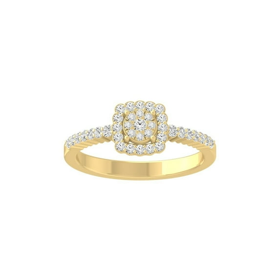 Araiya Fine Jewelry 10K Yellow Gold Round-shape Lab Grown Diamond Cluster Engagement Ring ( 1/4 cttw, D-F Color, VS Clarity) Size 7.5