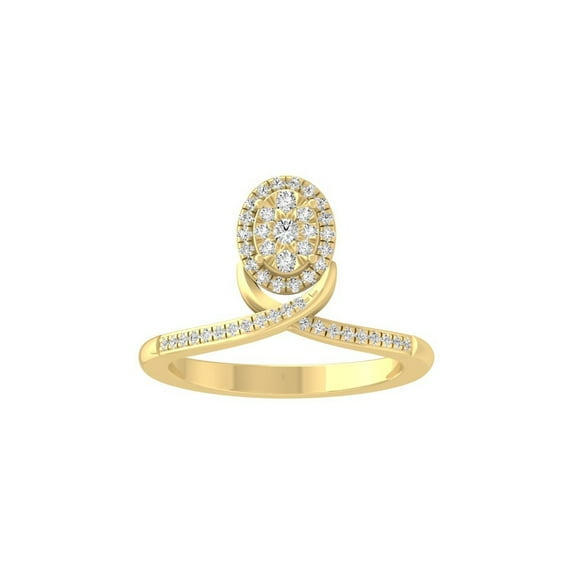 Araiya Fine Jewelry 10K Yellow Gold Round-shape Lab Grown Diamond Cluster Engagement Ring ( 1/4 cttw, D-F Color, VS Clarity) Size 8