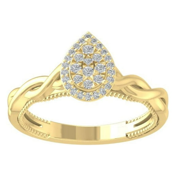 Araiya Fine Jewelry 10K Yellow Gold Round-shape Lab Grown Diamond Cluster Engagement Ring ( 1/5 cttw, D-F Color, VS Clarity) Size 6.5