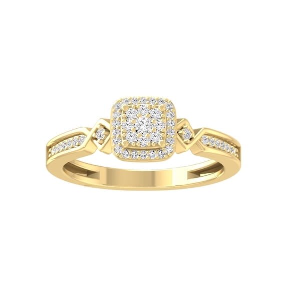 Araiya Fine Jewelry 10K Yellow Gold Round-shape Lab Grown Diamond Cluster Engagement Ring ( 1/5 cttw, D-F Color, VS Clarity) Size 8.5
