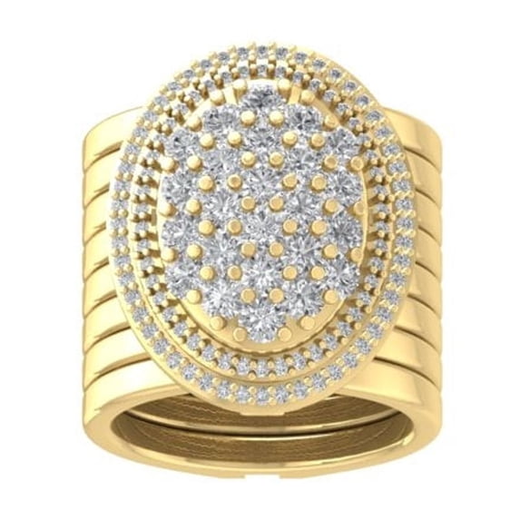 Araiya Fine Jewelry 10K Yellow Gold Round-shape Lab Grown Diamond Cluster Engagement Ring ( 1 6/7 cttw, D-F Color, VS Clarity) Size 5
