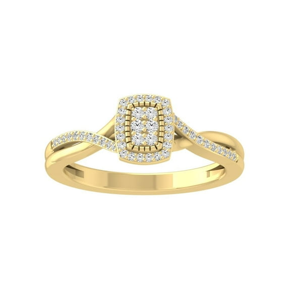 Araiya Fine Jewelry 10K Yellow Gold Round-shape Lab Grown Diamond Cluster Engagement Ring ( 1/6 cttw, D-F Color, VS Clarity) Size 6