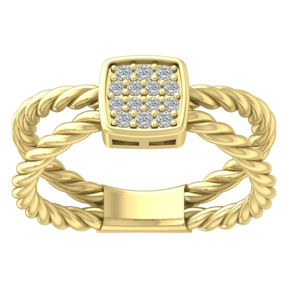 Araiya Fine Jewelry 10K Yellow Gold Round-shape Lab Grown Diamond Cluster Engagement Ring ( 1/6 cttw, D-F Color, VS Clarity) Size 7.5