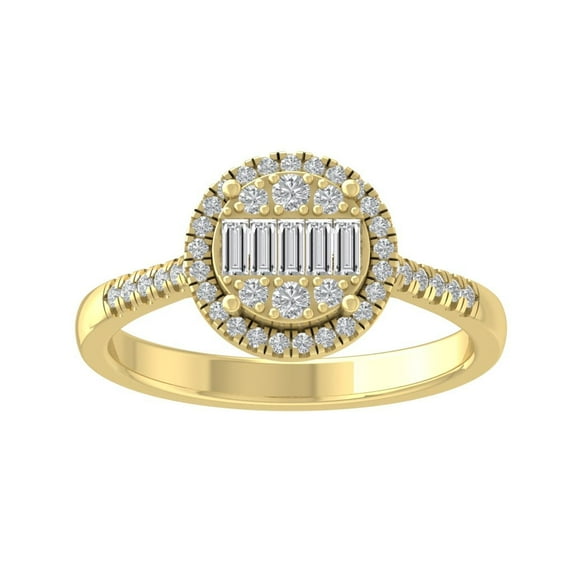 Araiya Fine Jewelry 10K Yellow Gold Round-shape Lab Grown Diamond Cluster Engagement Ring ( 2/5 cttw, D-F Color, VS Clarity) Size 6.5