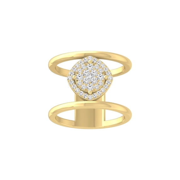 Araiya Fine Jewelry 10K Yellow Gold Round-shape Lab Grown Diamond Cluster Engagement Ring ( 2/5 cttw, D-F Color, VS Clarity) Size 6