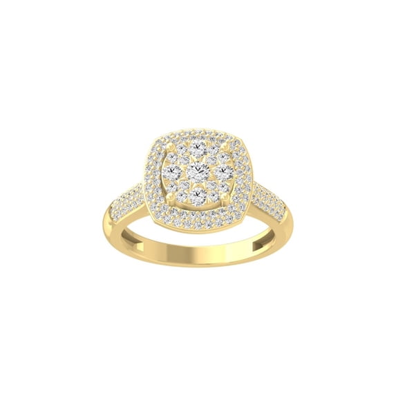 Araiya Fine Jewelry 10K Yellow Gold Round-shape Lab Grown Diamond Cluster Engagement Ring ( 3/4 cttw, D-F Color, VS Clarity) Size 5.5