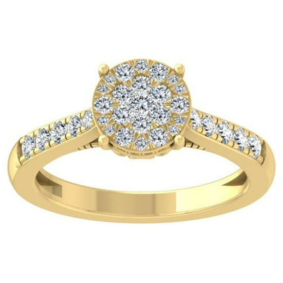 Araiya Fine Jewelry 10K Yellow Gold Round-shape Lab Grown Diamond Cluster Engagement Ring ( 5/8 cttw, D-F Color, VS Clarity) Size 6.5