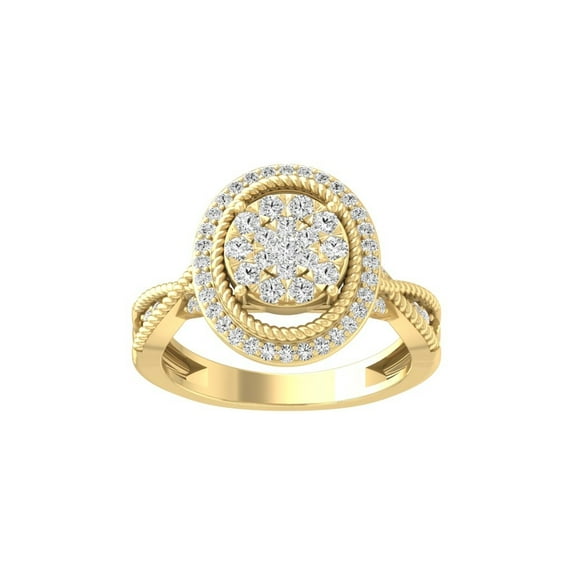 Araiya Fine Jewelry 10K Yellow Gold Round-shape Lab Grown Diamond Cluster Engagement Ring ( 5/8 cttw, D-F Color, VS Clarity) Size 9