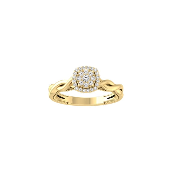 Araiya Fine Jewelry 10K Yellow Gold Round-shape Lab Grown Diamond Cluster Ring (1/5 Cttw, D-F Color, VS1 Clarity) Size 8.5