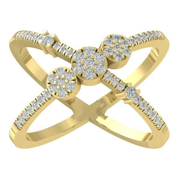 Araiya Fine Jewelry 10K Yellow Gold Round-shape Lab Grown Diamond Criss Cross Band Ring ( 1/3 cttw, D-F Color, VS Clarity) Size 10