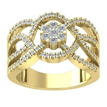 Araiya Fine Jewelry 10K Yellow Gold Round-shape Lab Grown Diamond Criss Cross Band Ring ( 3/4 cttw, D-F Color, VS Clarity) Size 10