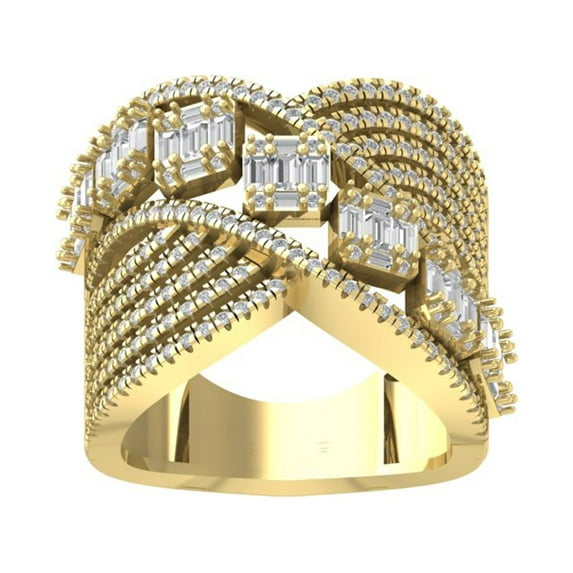 Araiya Fine Jewelry 10K Yellow Gold Round-shape Lab Grown Diamond Fashion Band Ring ( 1 1/2 cttw, D-F Color, VS Clarity) Size 8.5