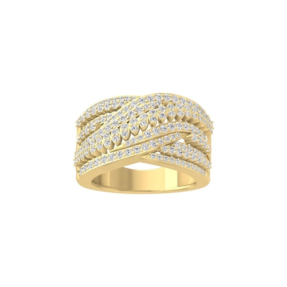 Araiya Fine Jewelry 10K Yellow Gold Round-shape Lab Grown Diamond Fashion Band Ring ( 1 1/6 cttw, D-F Color, VS Clarity) Size 8.5