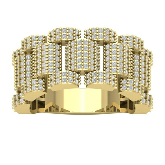 Araiya Fine Jewelry 10K Yellow Gold Round-shape Lab Grown Diamond Fashion Band Ring ( 1 2/5 cttw, D-F Color, VS Clarity) Size 10