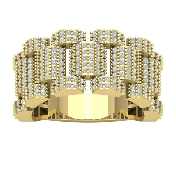 Araiya Fine Jewelry 10K Yellow Gold Round-shape Lab Grown Diamond Fashion Band Ring ( 1 2/5 cttw, D-F Color, VS Clarity) Size 7