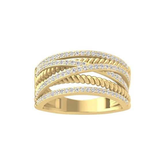 Araiya Fine Jewelry 10K Yellow Gold Round-shape Lab Grown Diamond Fashion Band Ring ( 1/2 cttw, D-F Color, VS Clarity) Size 6