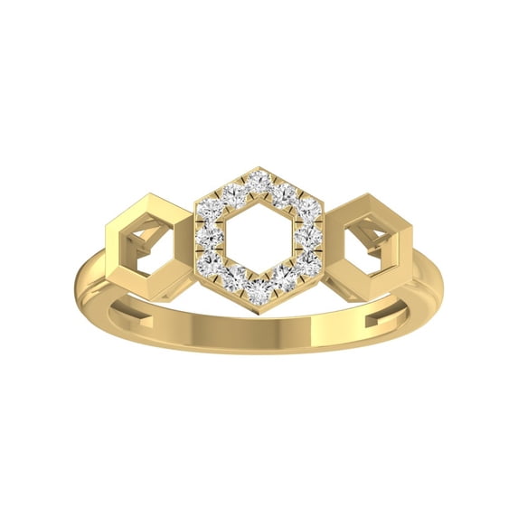 Araiya Fine Jewelry 10K Yellow Gold Round-shape Lab Grown Diamond Fashion Band Ring ( 1/6 cttw, D-F Color, VS Clarity) Size 7.5